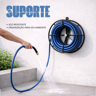 Enrolador Suporte Giratorio Circular De Enrolar Mangueira Jardim Até 30 Metros Aço Reforçado