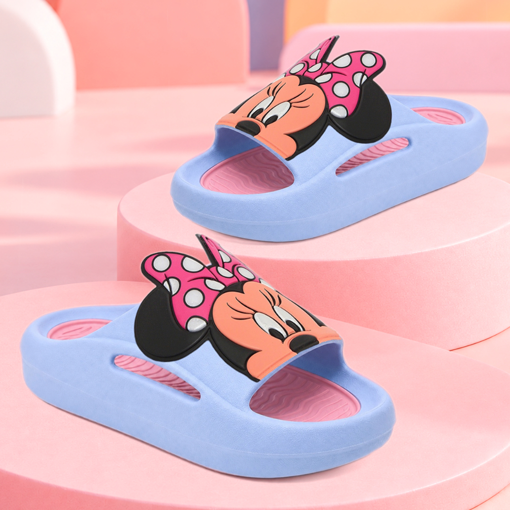 Sandália Chinelo Infantil Menina Feminino Slide Bicolor Colorido Lançamento Minnie Macio Antiderrapante Confortável