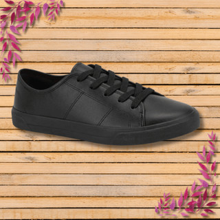 Tênis Feminino Moleca Cadarço Casual Preto Confortável Leve Urbano Casual Cadarço Prático Dia a Dia Flat Conforto Macio