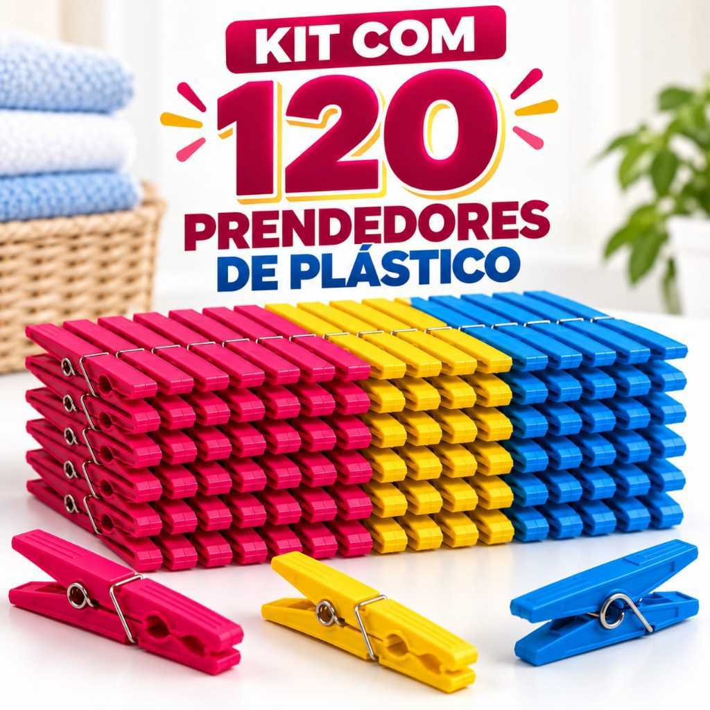 Kit Com Prendedor  Roupa Varal Plastico Reforçados Coloridos Prendedores Plasticos Resistentes