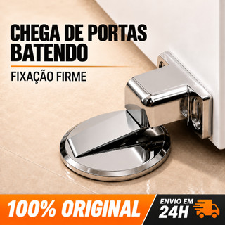 Prendedor Trava Fixador de Porta Magnético Slim Inox Cromado Adesivo