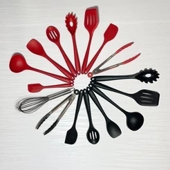 Kit 10 ou 5 Peças Colheres De Silicone Cabo Inox Utensílios Cozinha