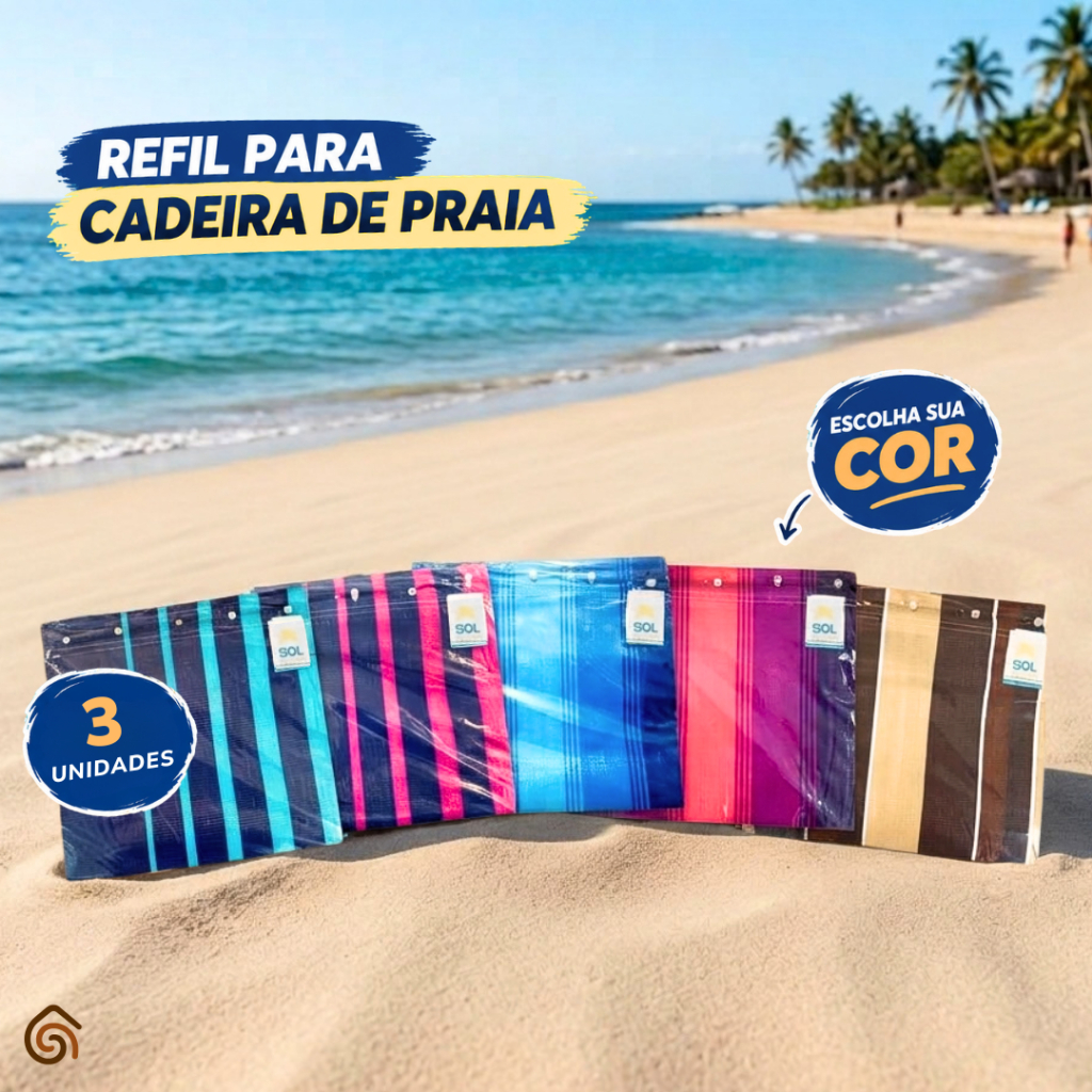 Kit 3 Refil Para Cadeira De Praia Original Sol Lar e Lazer | Escolha as cores 3 unidades — imagem 2 de 2