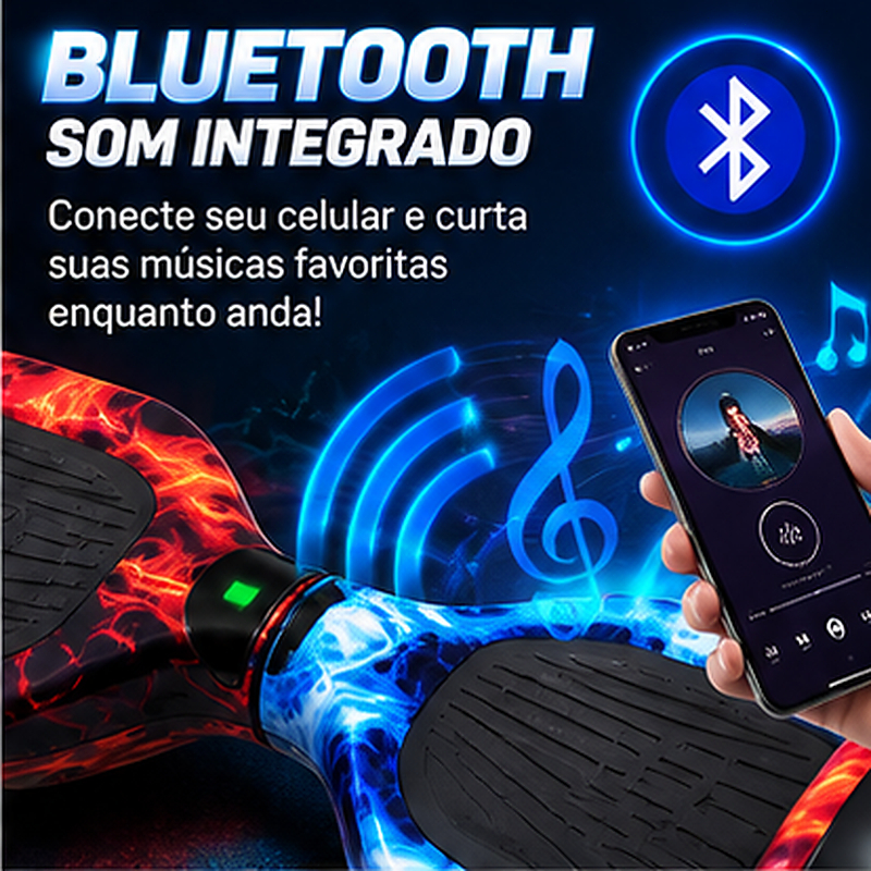 Hoverboard LED Skate Eletrico Exclusivo 6,5 Polg Vem com e Bluetooth caixa de som — imagem 2 de 2