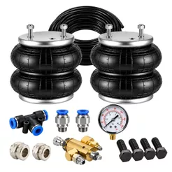 Kit Suspensão a Ar Pneumática Caminhão com Bolsa Reforçada Chave de Ar 3 Estágios Dianteira Universal Completo