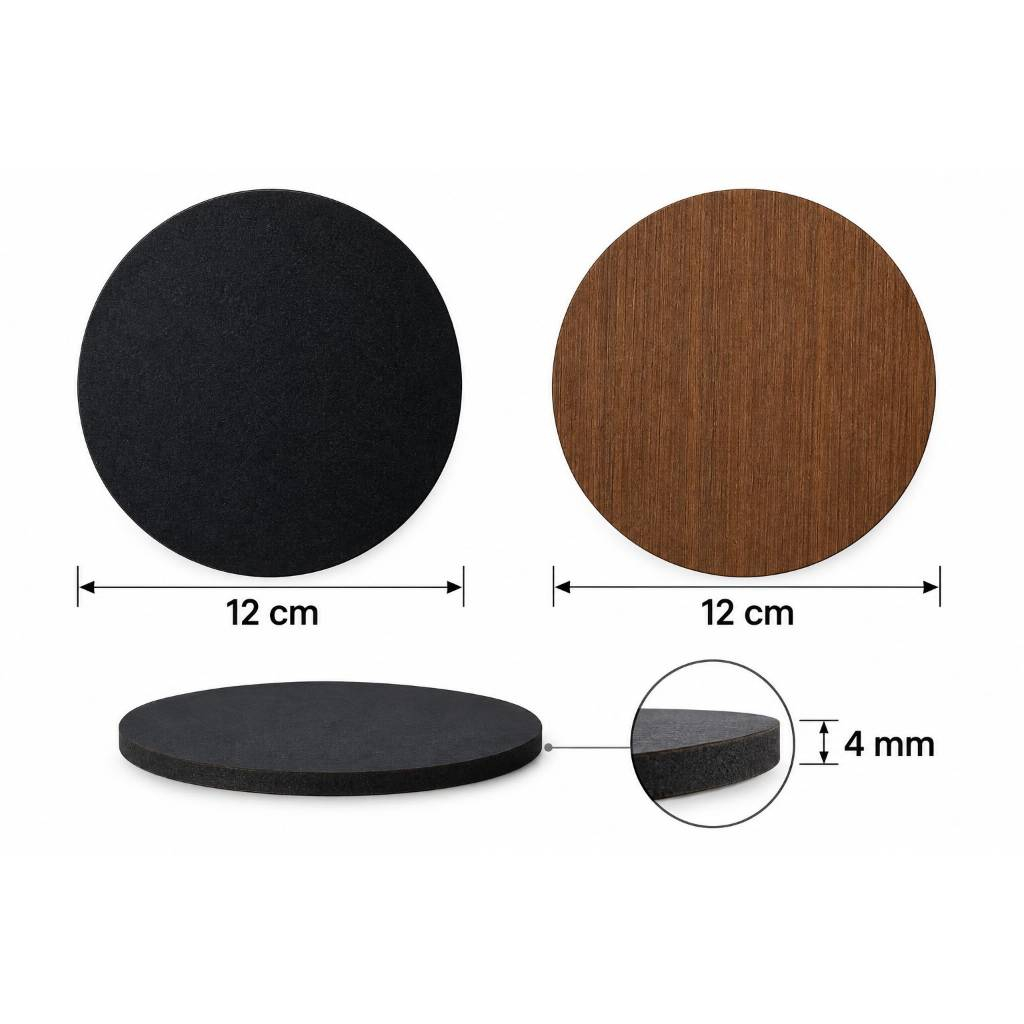 Jogo de Porta Copos 12cm Redondo 4mm Descanso para Copos Mesa Posta — imagem 2 de 2