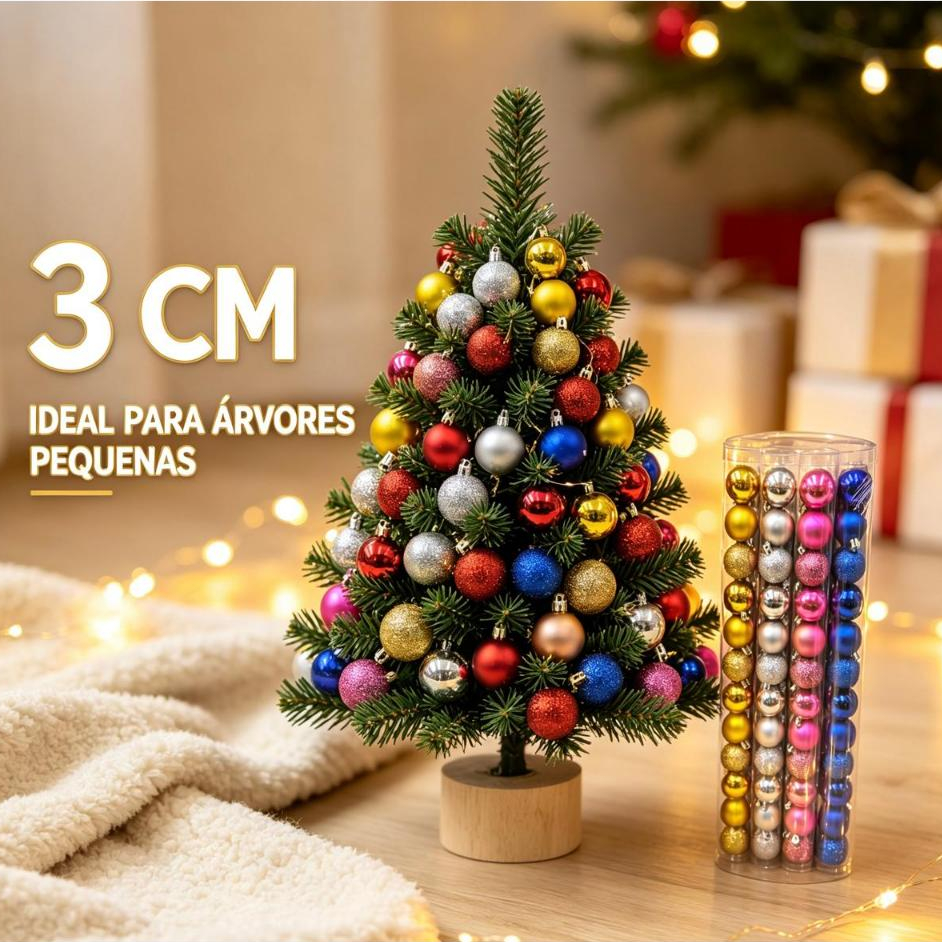 Kit 15 Bolas Pequena De Natal 3CM Decoração Árvore(P10131)