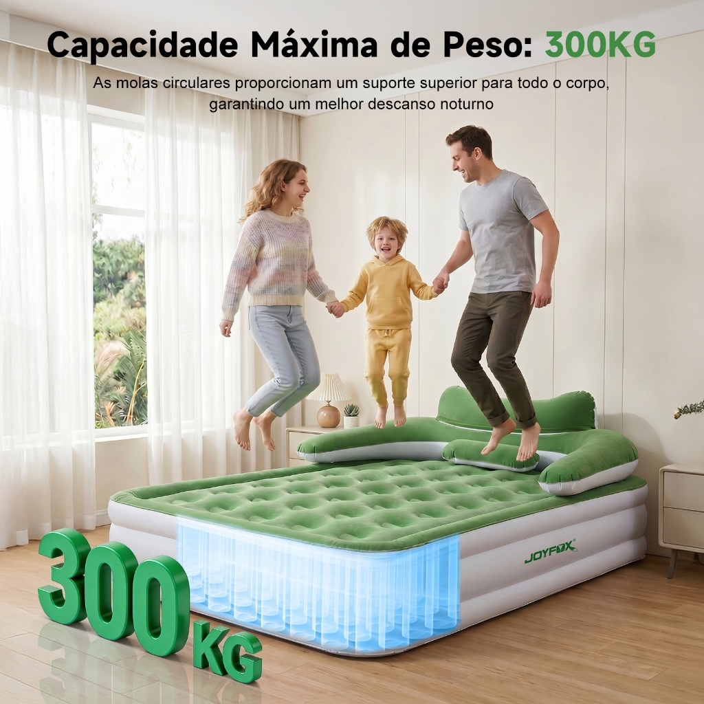 Colchão Inflável Queen Size Com Bomba Inflável De Bateria De Lítio 200*150*22cm Com Encosto Removível Para Proteção — imagem 2 de 2