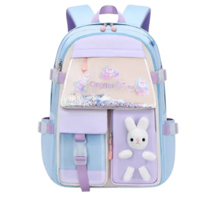 Mochila Escolar Fofa Kids Com Pelúcia De Coelho Espaço Para Organizar