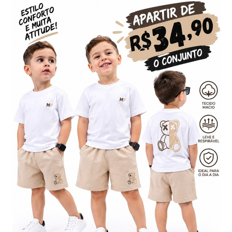 CONJUNTO CAMISA+BERMUDA MASCULINO MENINO INAFNTIL INFANTOJUVENIS DRYFIT -TECIDO LEVE -2 AO 14 ANOS