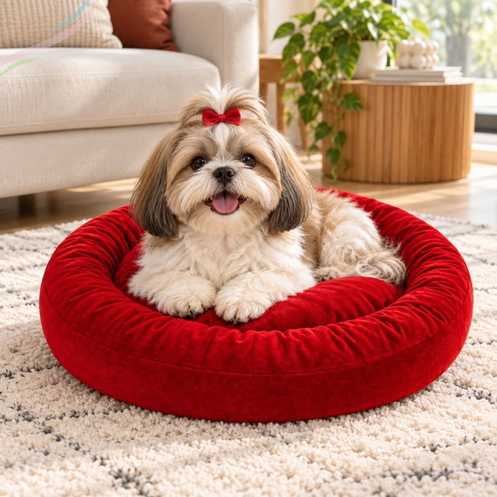 Cama Caminha Pet Redonda de Pelúcia para Cães e Gatos Antialérgica Super Macia e Fofinha 50x50cm