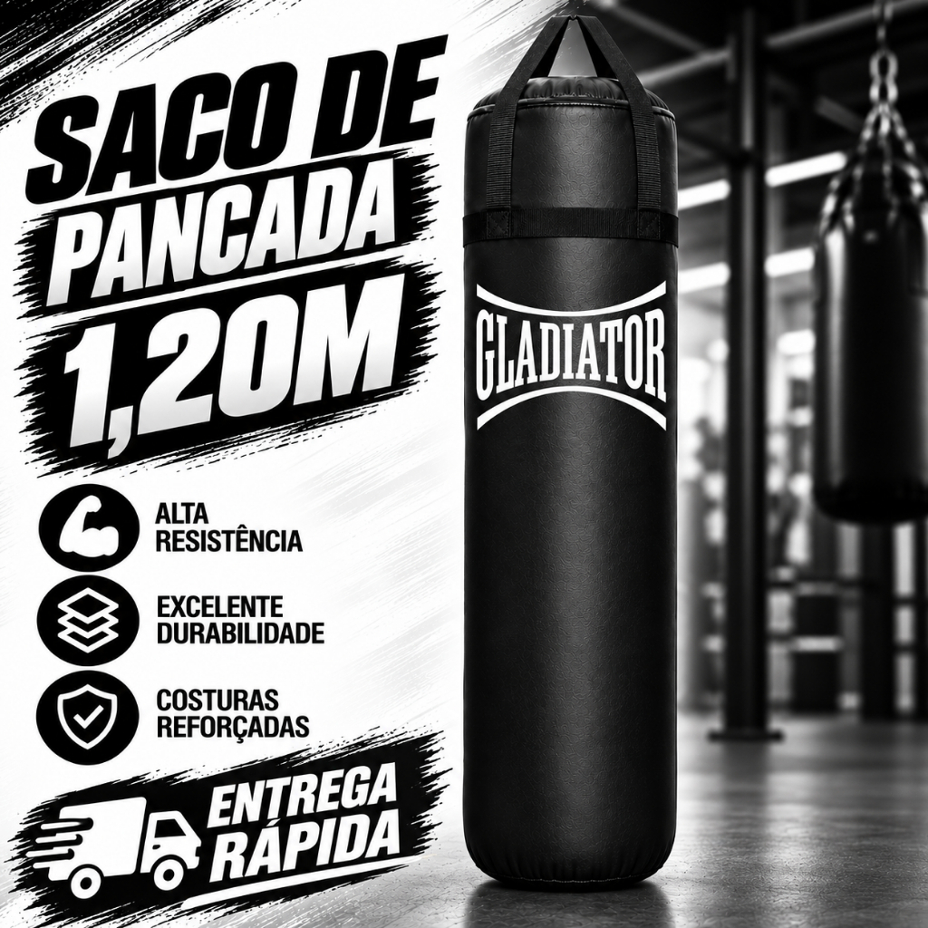 Saco de pancada 120X100 Gladiator Com Fone Bluetooth Ou Sem Fone  (VAZIO) 50 70 90 Boxe - Jiu Jitsu - MMA