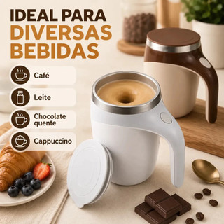 Caneca Misturadora Automática Elétrica Inox Recarregável USB Mixer de Café 380ml Térmica com Tampa