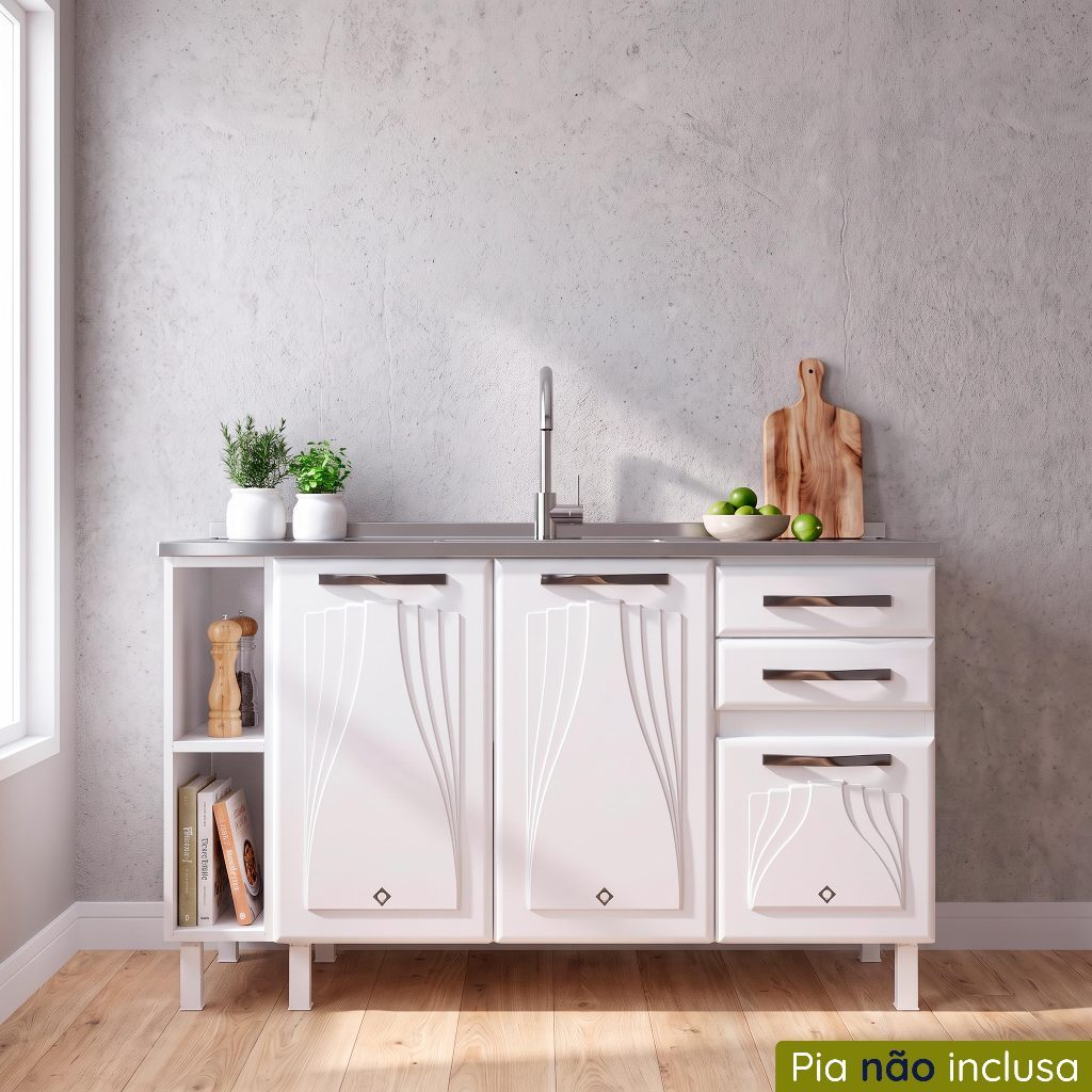 Balcão de Cozinha de Aço Telasul Star New 140cm Para Pia