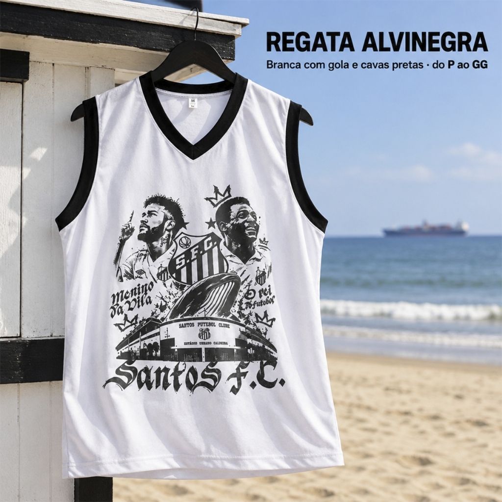 Camisa Regata Masculina Time de Futebol Torcida Jovem Gola V Estampada Poliéster P M G GG