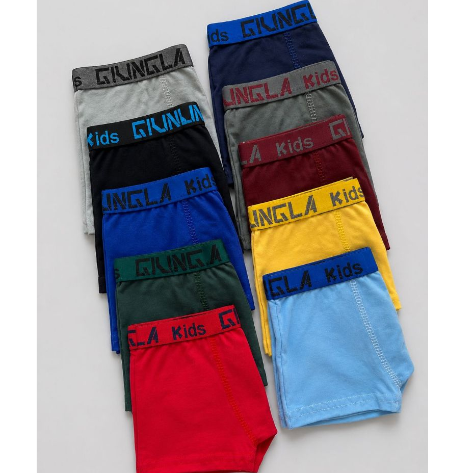 Kit 10 Cuecas Infantil Box Boxer Menino Microfibra Cores Lisas