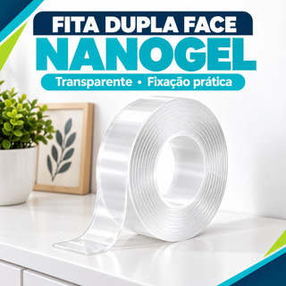 Fita Dupla 3M Face Extra Forte Transparente NanoGel Silicone Mágica Adesiva Cola na Parede Móvel