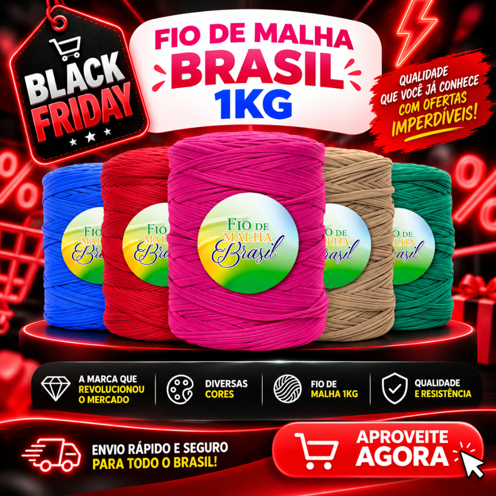 [ESQUENTA BLACK-FRIDAY] Fio de Malha Brasil -  1Kg - Cores Variadas OFERTA Crochê Residual Bolsa Tapete Lycra