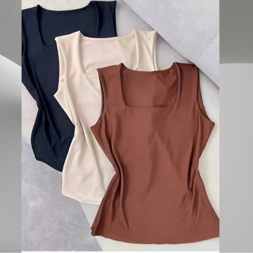 Regata Feminina Blusinha Decote Suplex Básica Lisa Elegante Blogueira Tendência Dia a Dia Casual