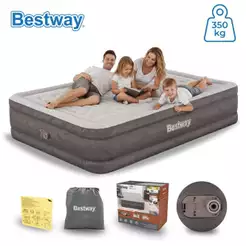 Cama Colchão Inflável Casal Até 350kg Fortech Queen Com Bomba Embutida + Bolsa Bestway