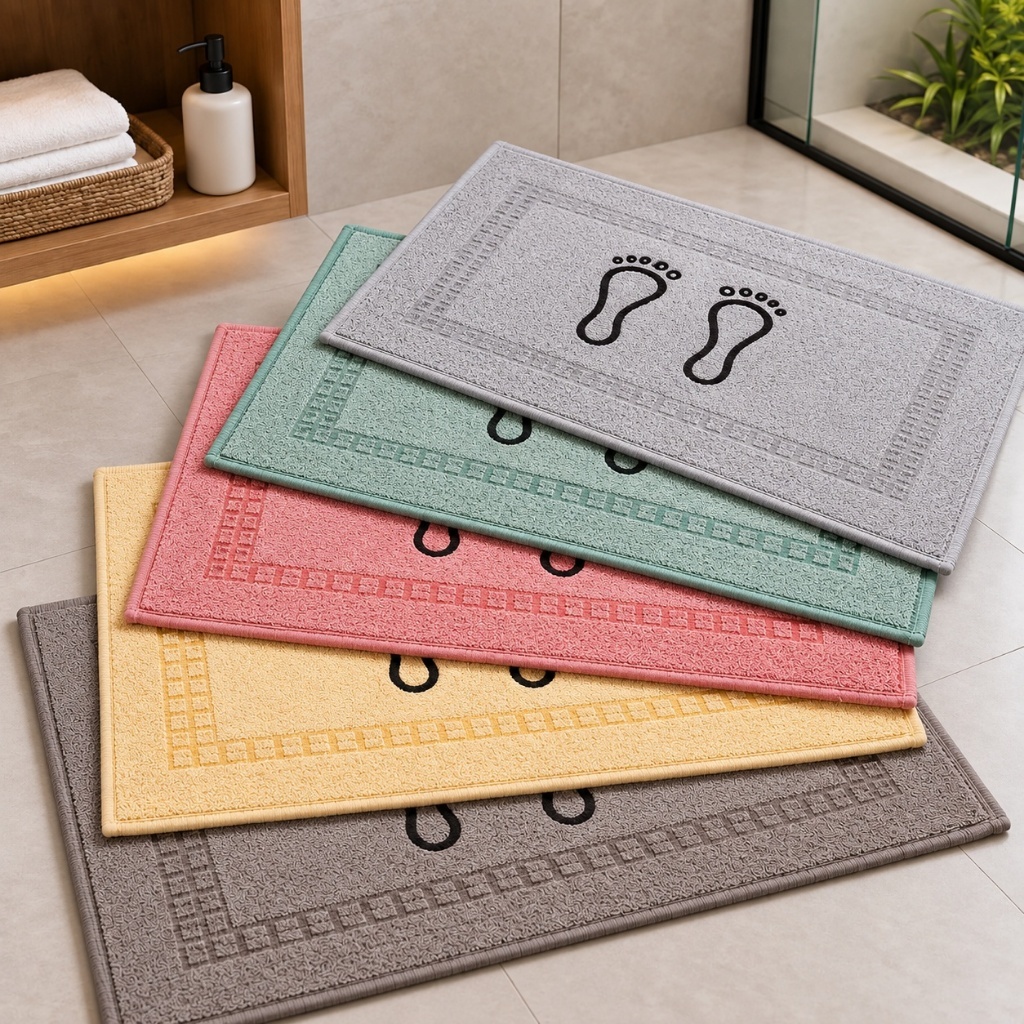 Kit C/ 3, 5, 6 ou 10 Tapete Banheiro Atoalhado Pezinho Toalha de Piso Pano de Chão 100% Algodão 45x70cm Cores Sortidas