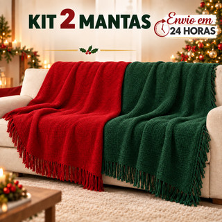 Kit 2 Manta para Sofá 100% Algodão 2.10x1.20m | Sofá 2 e 3 Lugares Poltrona | Casa Decoração