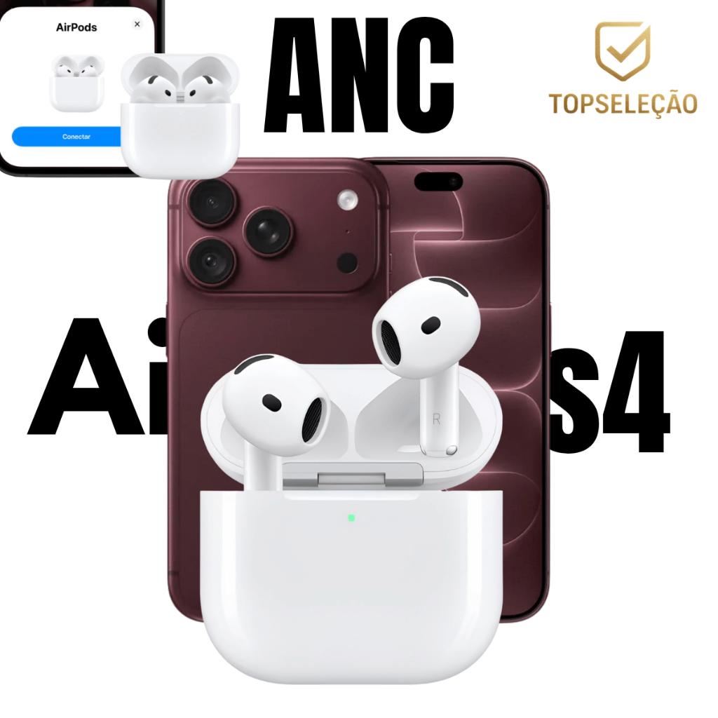 Fone Bluetooth Air 4 Pro ANC Áudio Espacial Cancelamento Ruído GPS Sem Fio iOS Android