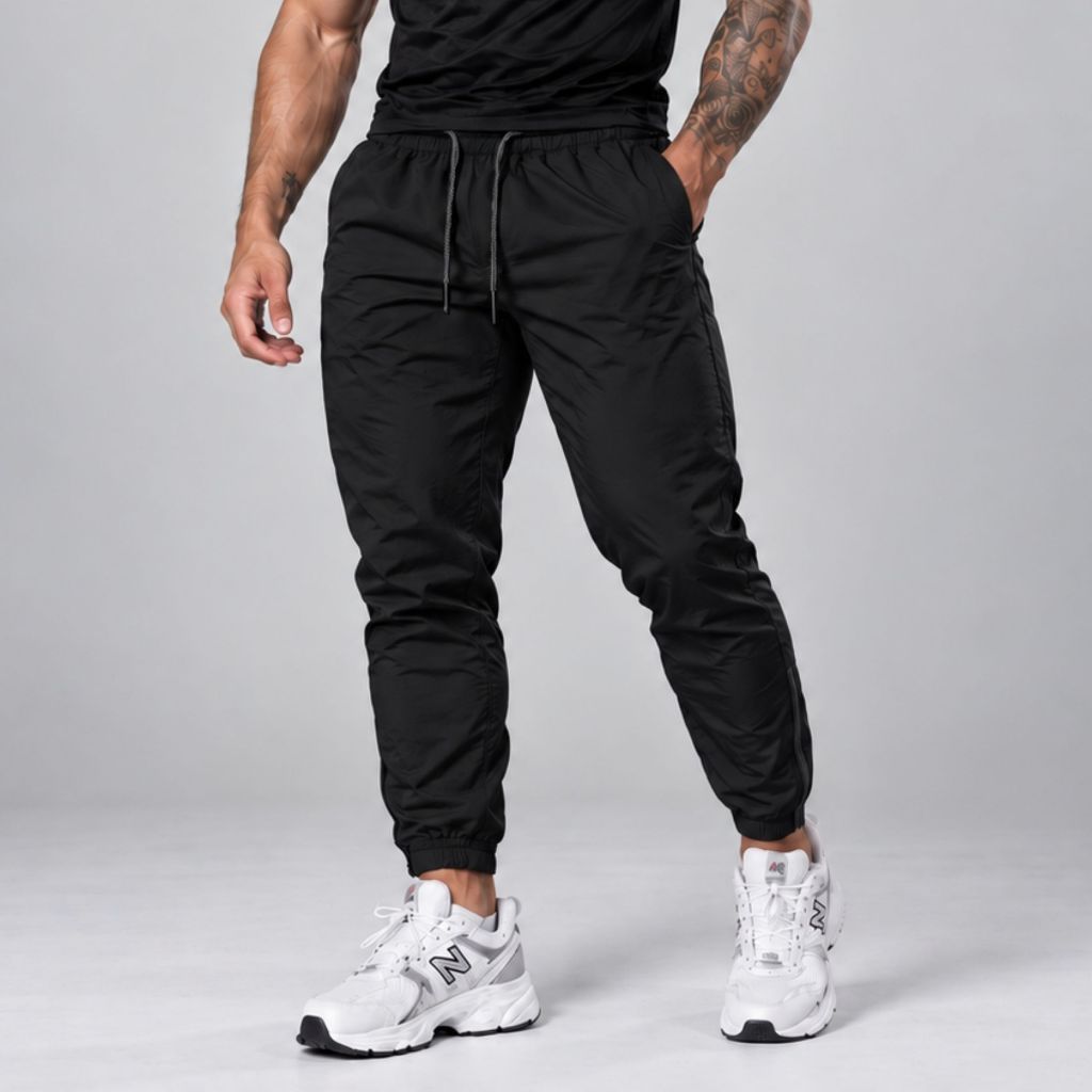Calça Jogger Masculina Tactel Dry Fit Leve para Academia Corrida e Trabalho com Elastano Bolsos e Zíper na Barra