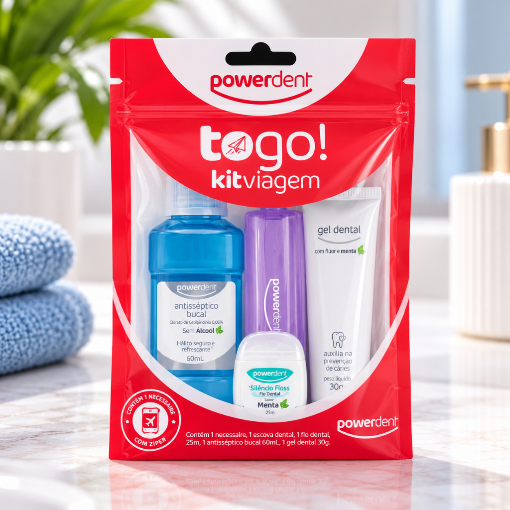 Imagem Kit de Viagem To Go - Higiene Bucal Powerdent - Enviado conforme disponibilidade!