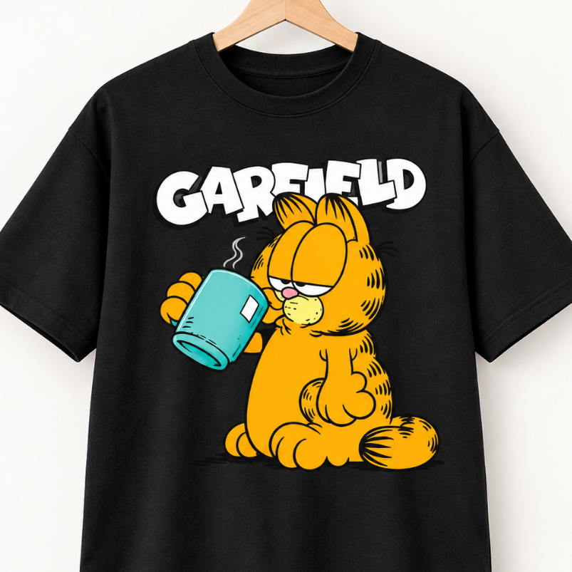Camiseta Garfield Café Feminina Masculina Unissex 100% Algodão Academia Musculação Fitness Treino