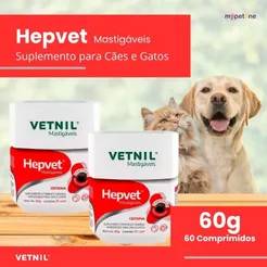 Kit 2 Hepvet Mastigável Vetnil Suplemento para Cães e Gatos - 60g