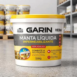 Manta Liquida Garin Impermeabilizante Manta Líquida Emborrachada Acrílica Lajes Telhados Paredes 3,6Kg