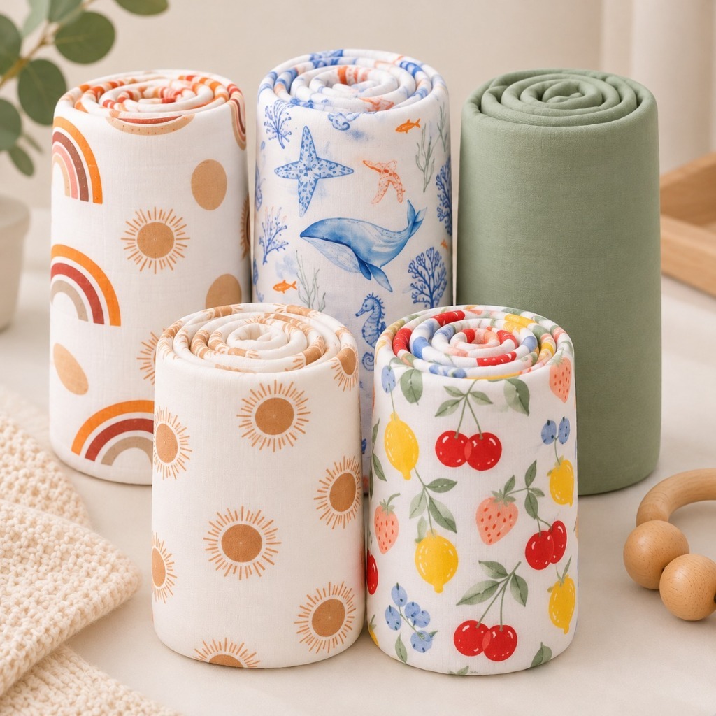 Cueiro Estampado Bebê Algodão Bambu Soft Swaddle 110x110cm Manta Extra Macia