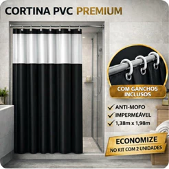 Cortina De Box Banheiro Com Visor Transparente Antimofo 100% Em PVC Resistente