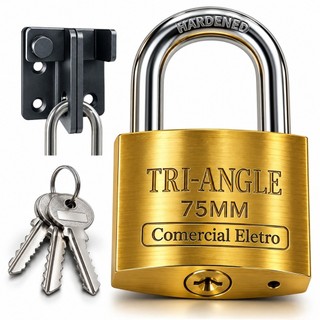 Cadeado Grande 75mm TrianGle Proteção Antifurto Para Garagem Deposito Patio Veiculos Loja Deposito
