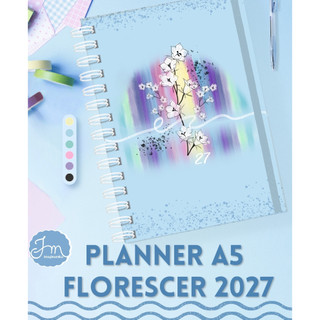 Agenda/Planner FLORESCER semanal Visão HORIZONTAL- 2027 - PersonalizadaC/NOME/PALAVRA-papelaria-flores-fofa-colorida