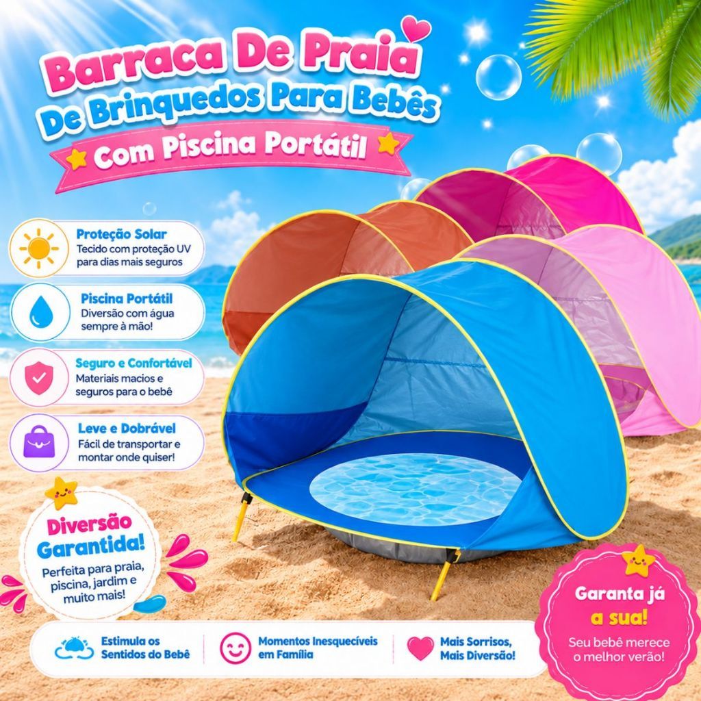 Imagem 682 - Barraca De Jardim Praia Portátil Para Bebês e Crianças Com Piscina