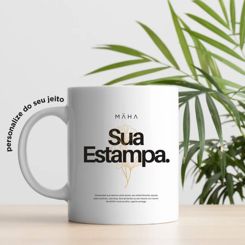 Caneca de cerâmica personalizada - 325ml - Presente Xicara Cerâmica Premium AA