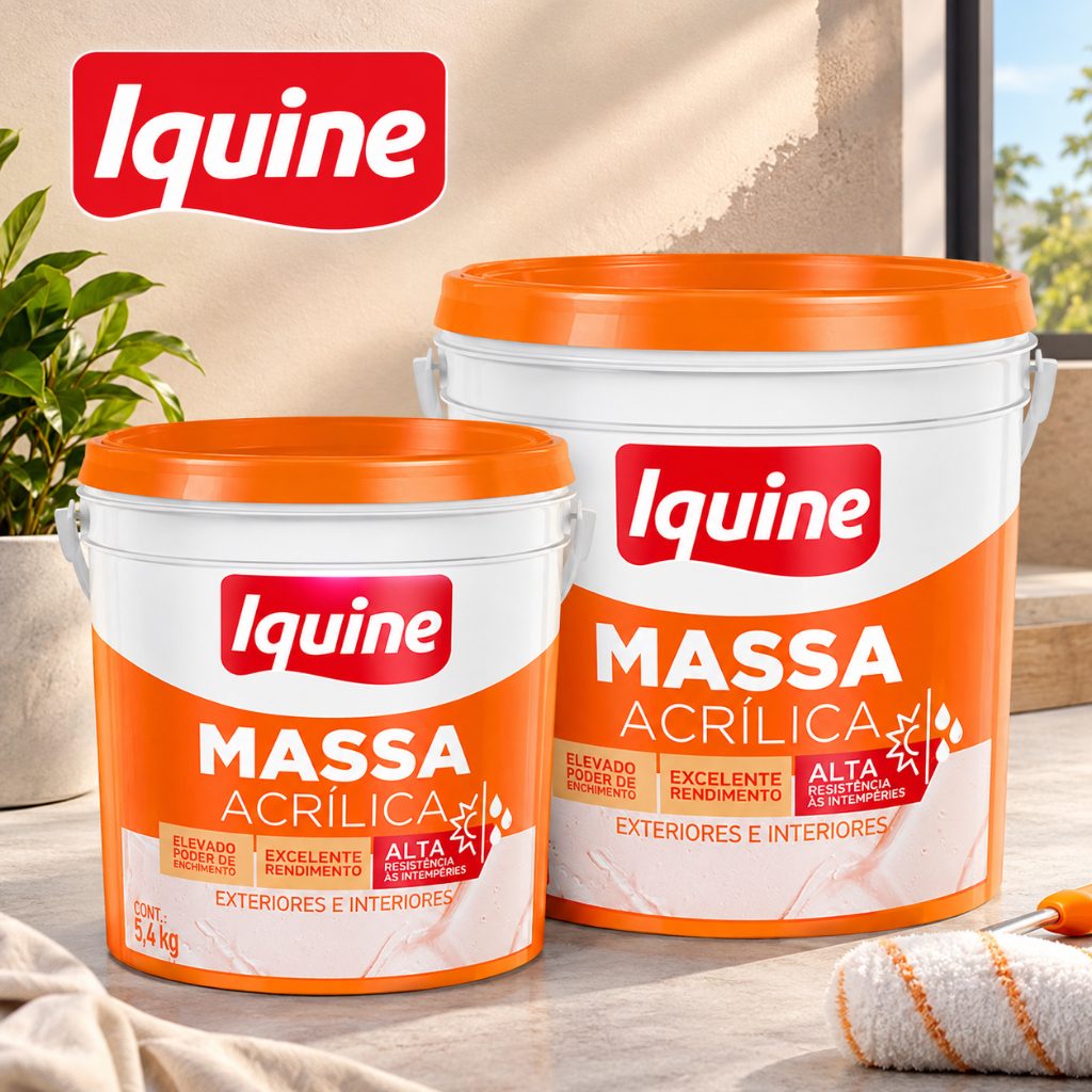 Massa Acrílica Áreas Interna Externa iquine Massa Acrílica Resistente à Intempéries Massa Acrílica Fácil Lixar Excelente