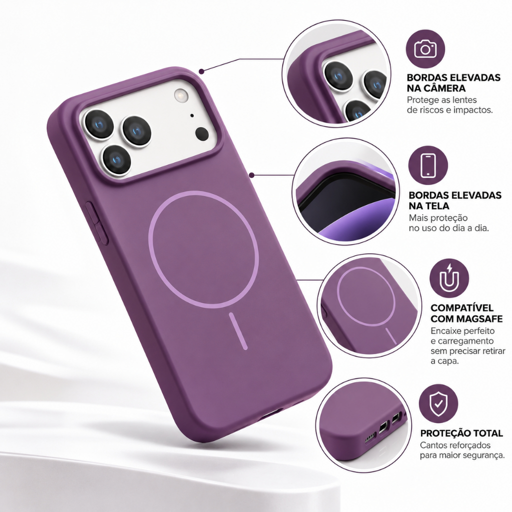 Capinha Iphone 17 ProMax, 17 Pro, 17, 16 ProMax, 15 ProMax - Anti Impacto com Magsafe — imagem 2 de 2