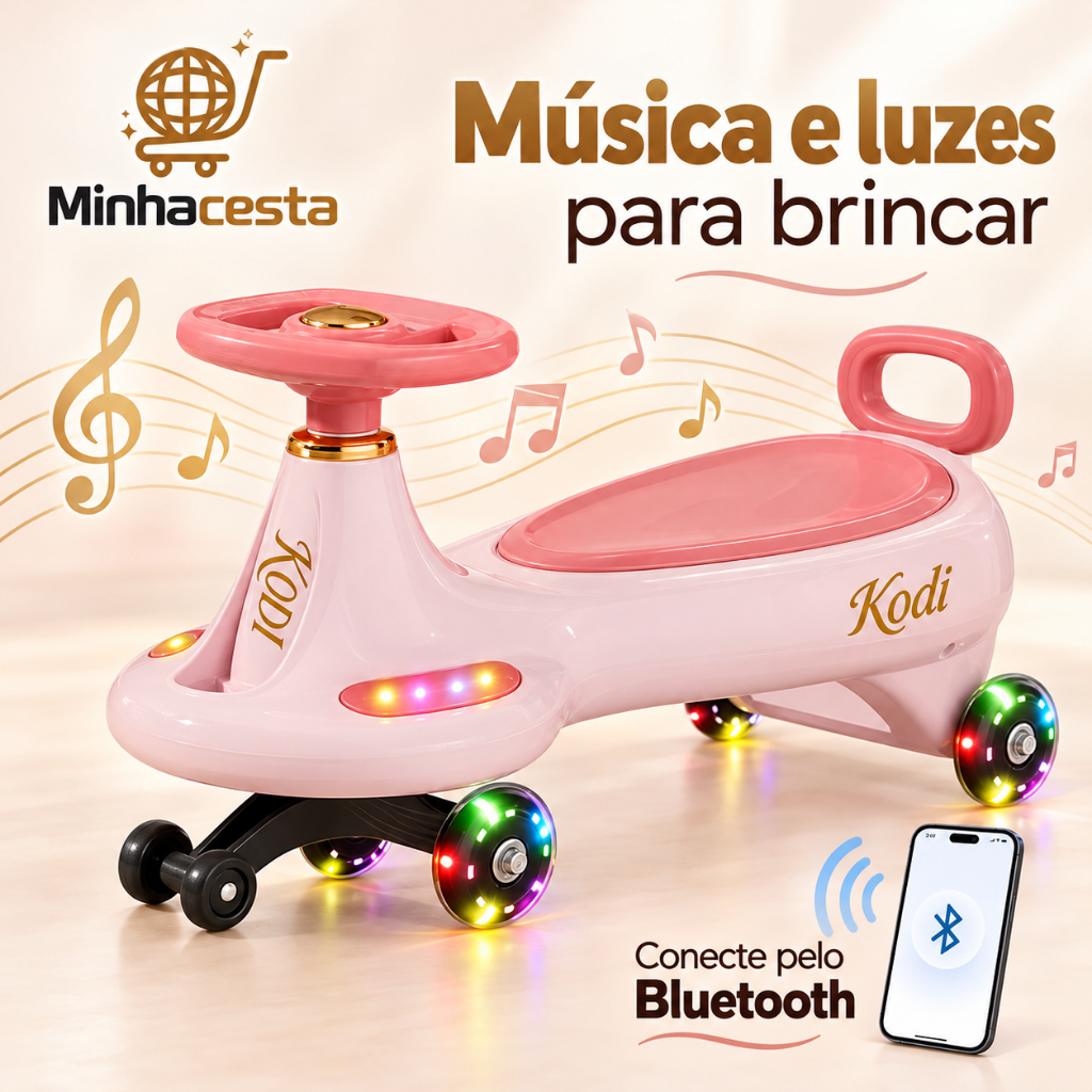 Carrinho De Rolimã Com Led elétrico Bluetooth Que Brinquedo Criança Brincadeiras de Rua