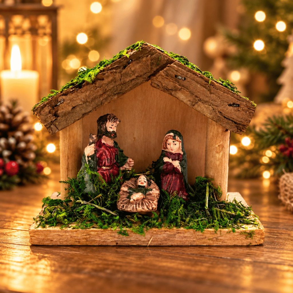 Presépio Natalino 10cm MDF e Resina - Wincy Natal / Sagrada Família Cristão / Enfeite Decoração Mesa