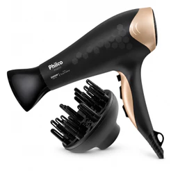 Secador de Cabelos Profissional Philco Gold Tourmaline Com Difusor 2200W Bivolt PSC2450