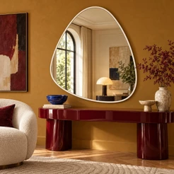 Espelho Grande Orgânico com Moldura de Alumínio 90x80cm Decorativo para Banheiro Quarto Sala Hall Lavabo Clinica
