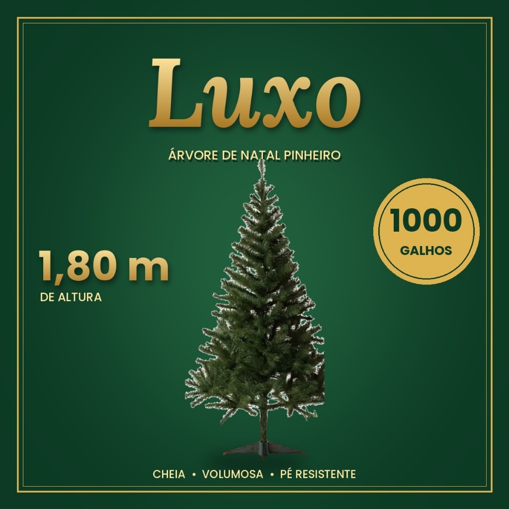 Árvore de Natal Pequena Média Grande 1,30m 1,50m 1,80m Pinheiro Verde Luxo Montagem Fácil Natal