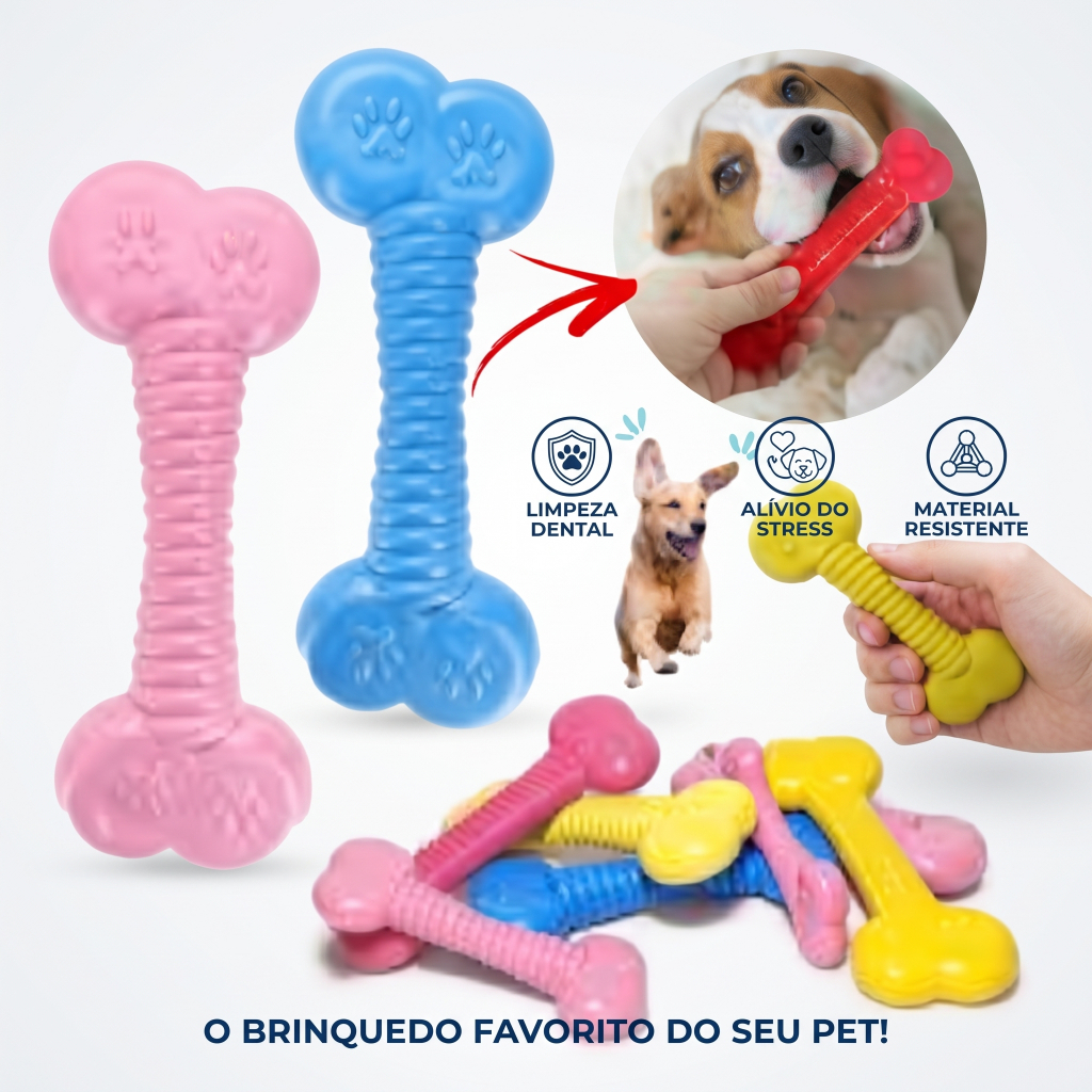 Ossinho Mordedor Massageador Cães Brinquedo para Cachorro Osso Pet para filhotes e caes adultos.