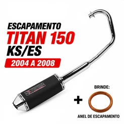 Escapamento Titan 150 KS ES 2004 a 2008 Fortuna Mini Tri Preto
