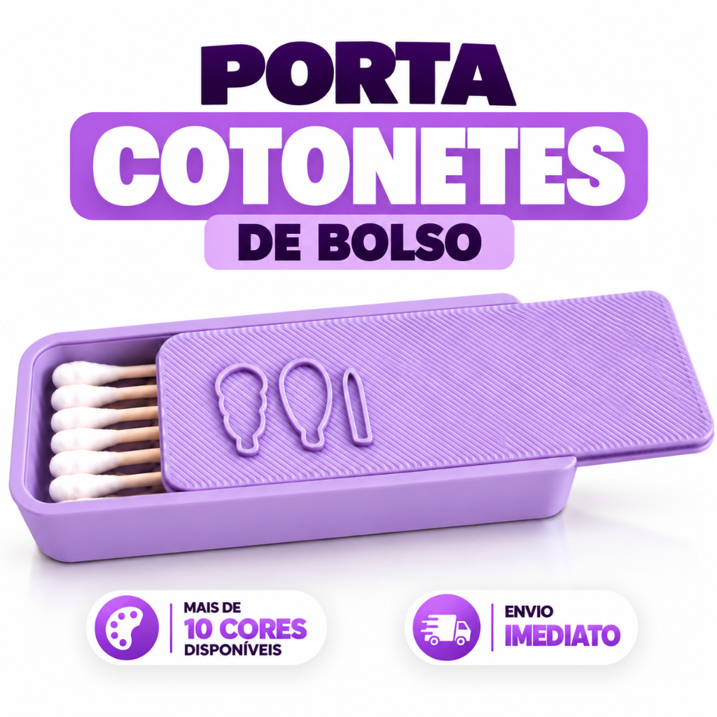 Porta Cotonetes com Tampa Deslizante Organizador Compacto Higiênico para Banheiro e Viagem