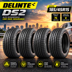 Kit 4 Pneus 185/45R15 75V Delinte DS2 Aro 15 Esportivo