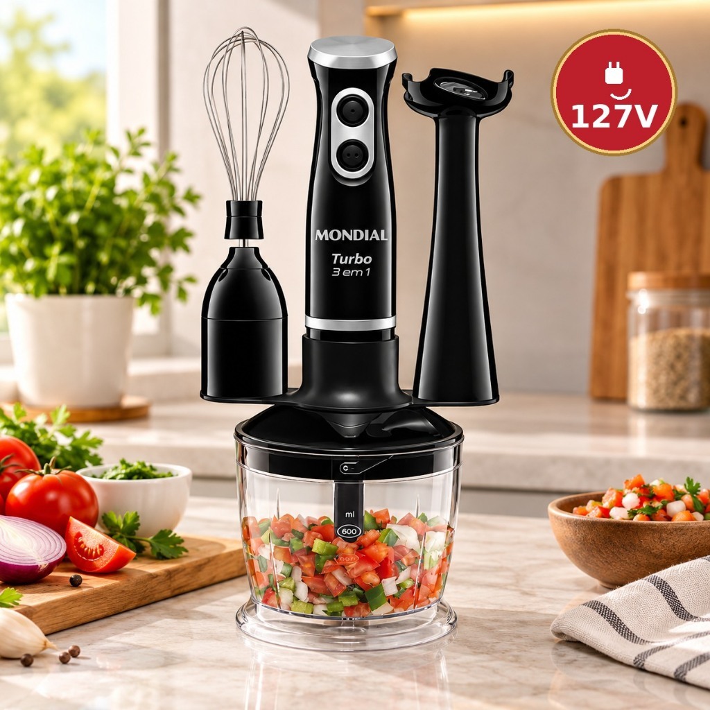 Mixer Mondial Turbo M-14 3 em 1 com Processador e Batedor 127V